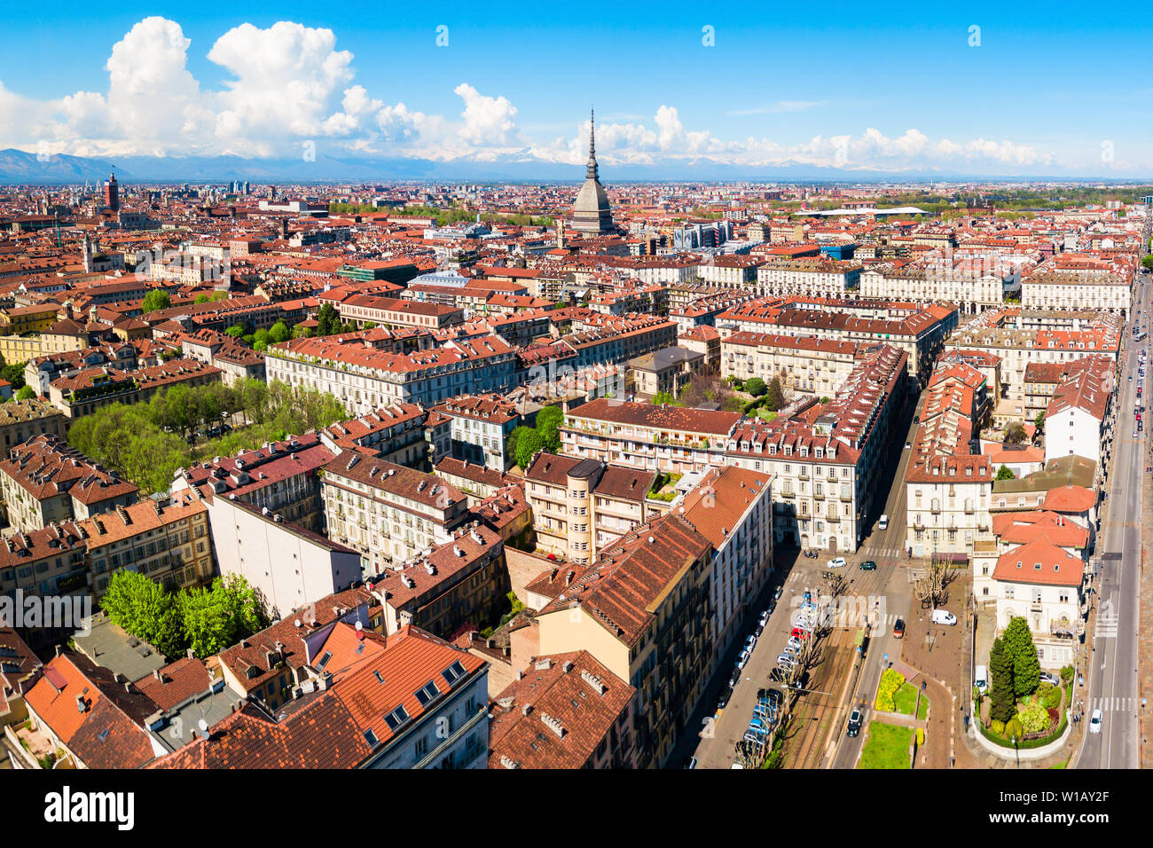 La ville de Turin vue panoramique aérienne, région du Piémont de l'Italie Banque D'Images