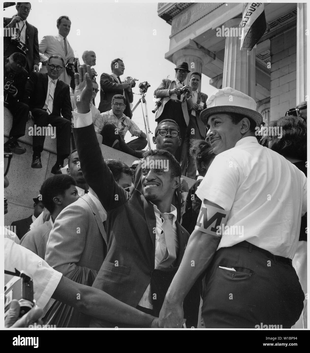 Manifestation à Washington, D.C. [Acteur Sammy Davis Jr., parmi la foule.] Banque D'Images