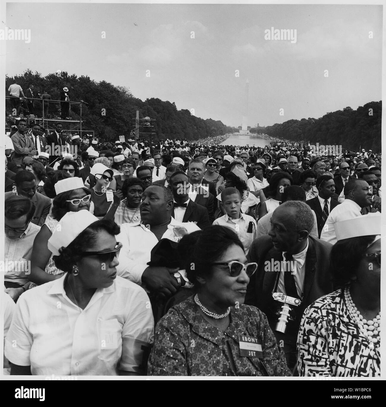 Manifestation à Washington, D.C. [foule de marcheurs au Lincoln Memorial.] Banque D'Images