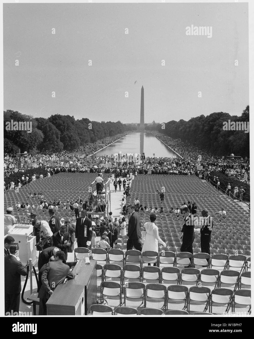 Manifestation à Washington, D.C. [marcheurs de l'assemblage au Lincoln Memorial.] Banque D'Images
