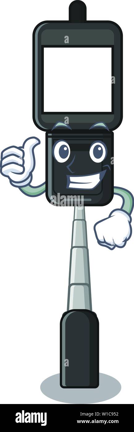 Thumbs up à téléphone portable isolé dans Mascot Illustration de Vecteur