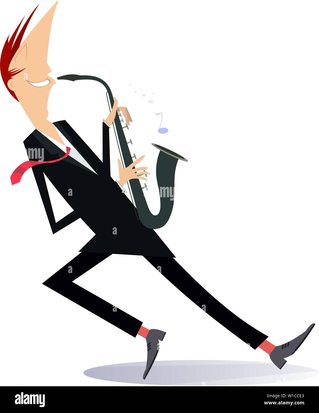 Illustration isolé du saxophoniste. Le saxophoniste joue de la musique avec inspiration isolated on white illustration Illustration de Vecteur