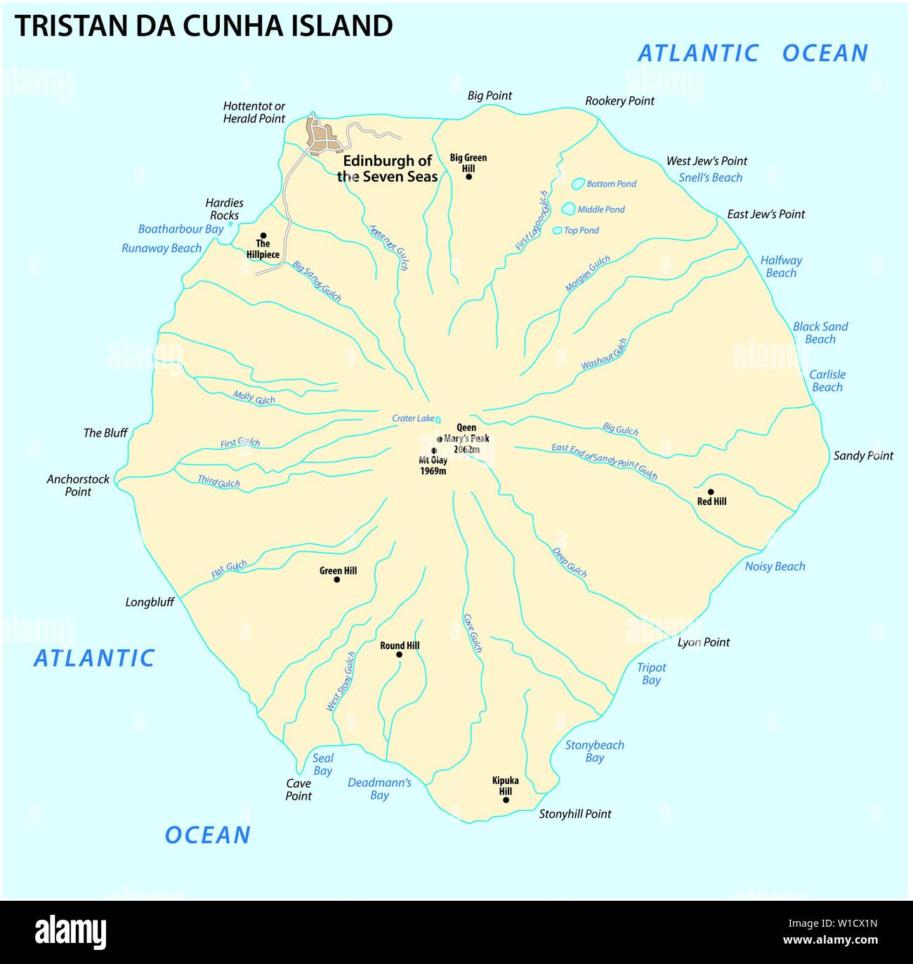 Site Tristan da Cunha Île dans l'océan Atlantique, territoire britannique d'outre-mer Illustration de Vecteur