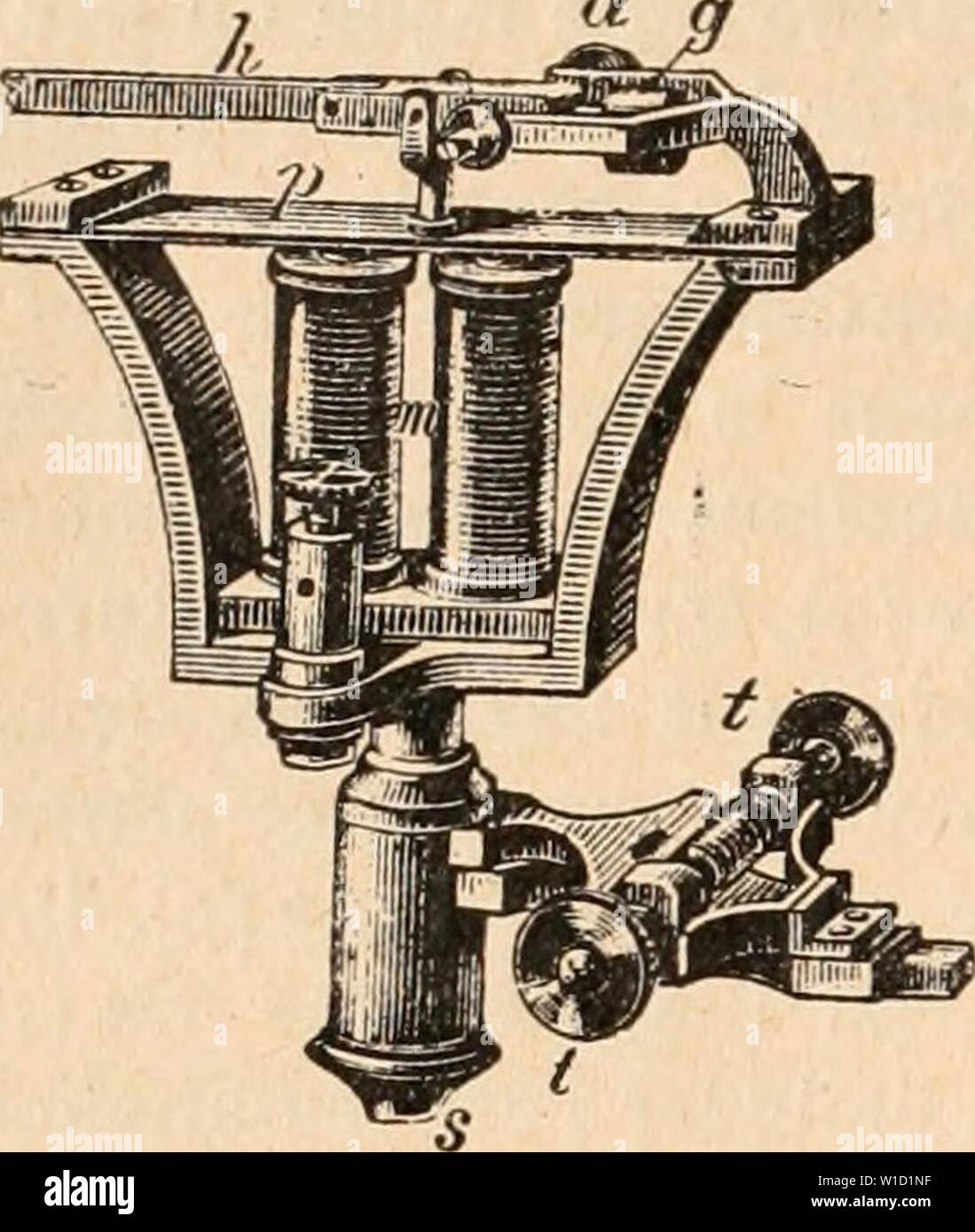 Image d'archive à partir de la page 841 du Dictionnaire de physiologie (1907). Dictionnaire de physiologie . dictionnairedeph07riche Année : 1907 828 GRAPHIQUE (MÃthode). Dans ce cas me¨deuxiÃ, se trouve inscrit un peu plus loin que la premiÃ¨re fois, en voiture, depuis le moment oÃ¹ la rupture du courant de pile s'est faite, jusqu'Ã celui oÃ¹ le signai est inscrit, le cylindre d'une tournÃ d'une certaine quantitÃ. Cette quantitÃ, mesurÃe au chronographe, donne exactement le retard du signal. Marcel Deprez, pour dÃterminer Ã l'aide de cette mÃthode le retard d'aimantation et de dÃsaimantation de ses signaux Ãlectrique Banque D'Images