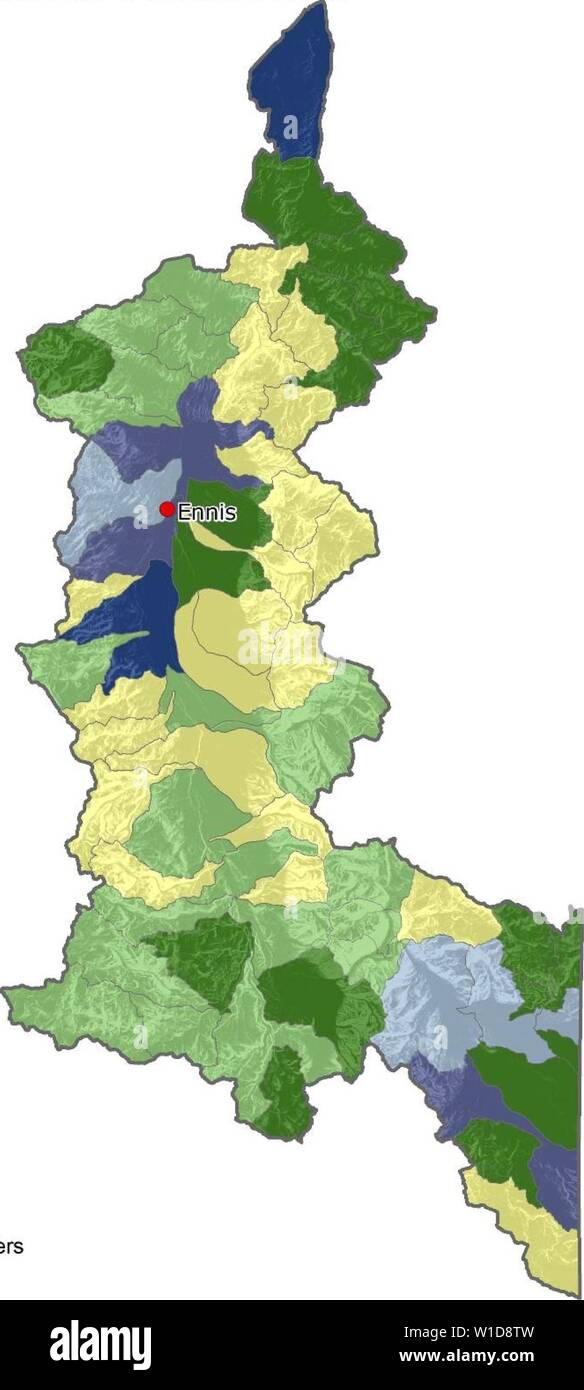 Image d'archive à partir de la page 94 du sud-ouest du Montana l'évaluation d'une zone humide . Le sud-ouest du Montana Évaluation des zones humides : l'élaboration d'une stratégie d'évaluation et de suivi de l'état de Montana . Df136ED1-b443-444a-b82b-1c9a0AA16524 Année : 2012 10 20 J'ai 05 milles kilomètres 10 20 30 40 Figure G-17. Acres de terres humides palustres par sixième unité hydrologique code dans le bassin hydrographique de la rivière Madison. Annexe G-17 Banque D'Images