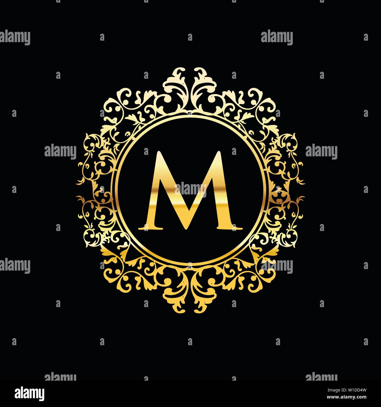 Lettre M luxe gold vintage ornament logo design Illustration de Vecteur