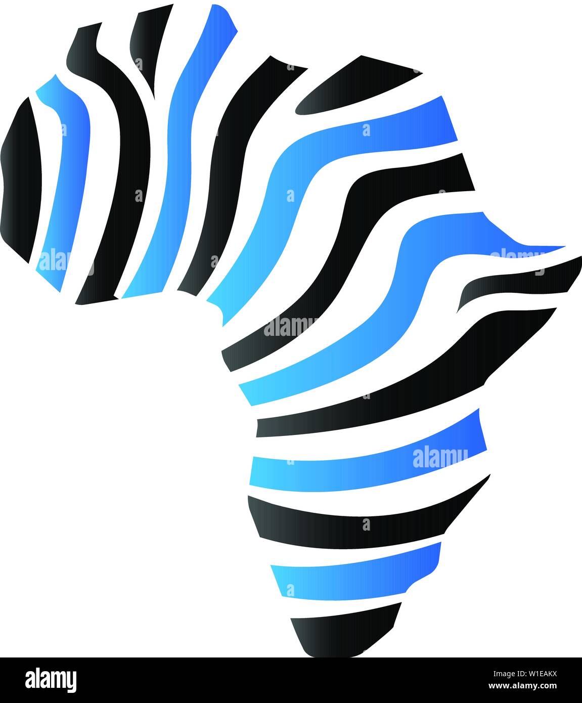 De l'Afrique carte icône rayée en duo la couleur tonale. Voyage safari Continent Illustration de Vecteur