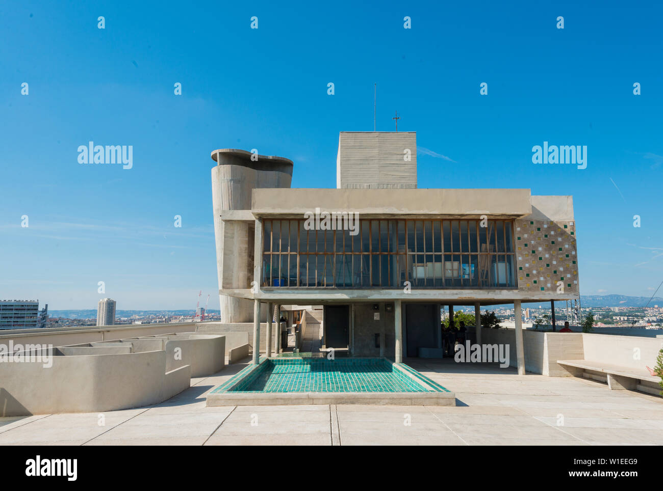 Toit de l'Unite d'habitation, Marseille, Bouches du Rhone, Provence, Provence-Alpes-Côte d'Azur, France, Europe Banque D'Images