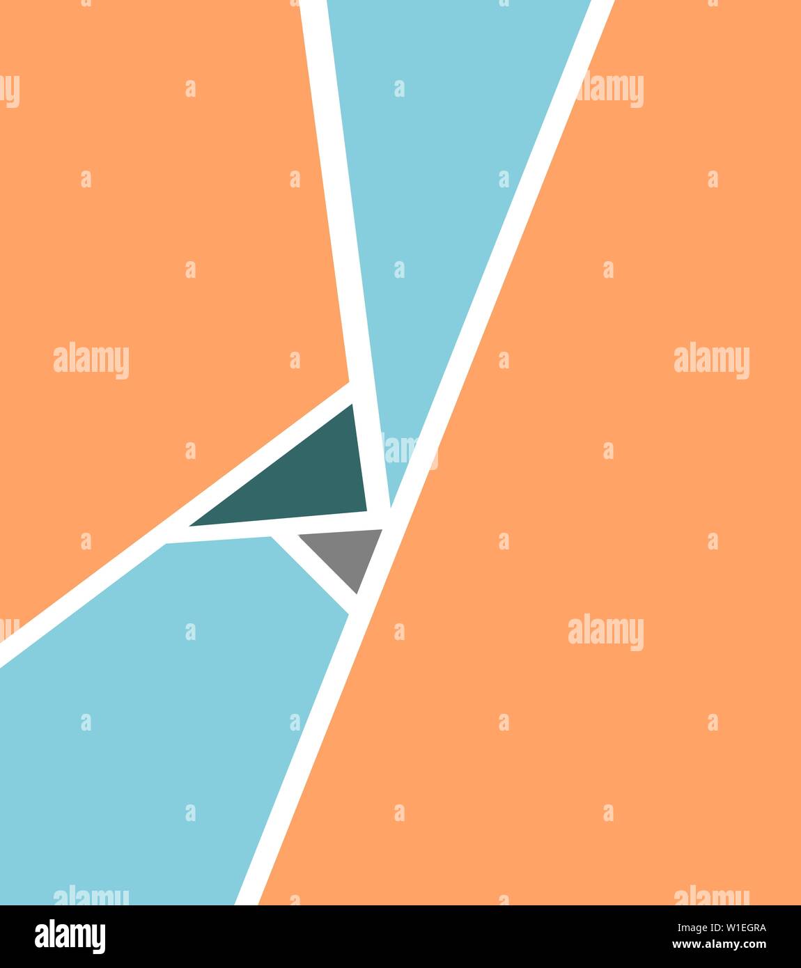 Beau fond bleu et orange, de triangles et de lignes. Gometric le minimalisme, les figures en couleur pastel, séparés les uns des autres par white Banque D'Images