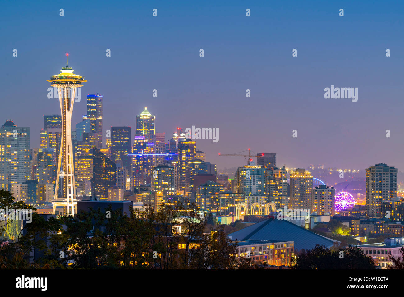 Vue de la Space Needle de Kerry Park, Seattle, État de Washington, États-Unis d'Amérique, Amérique du Nord Banque D'Images