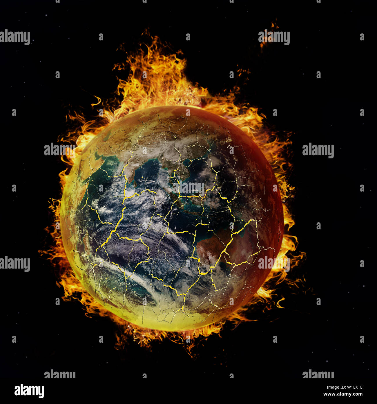 Un composite illustrant la catastrophe du changement climatique mondial et le réchauffement climatique. Banque D'Images