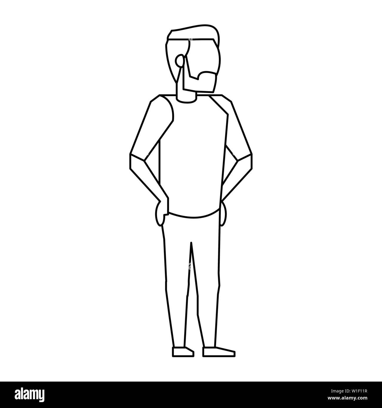 Jeune homme avatar sans visage avec les tenues en noir et blanc Image ...