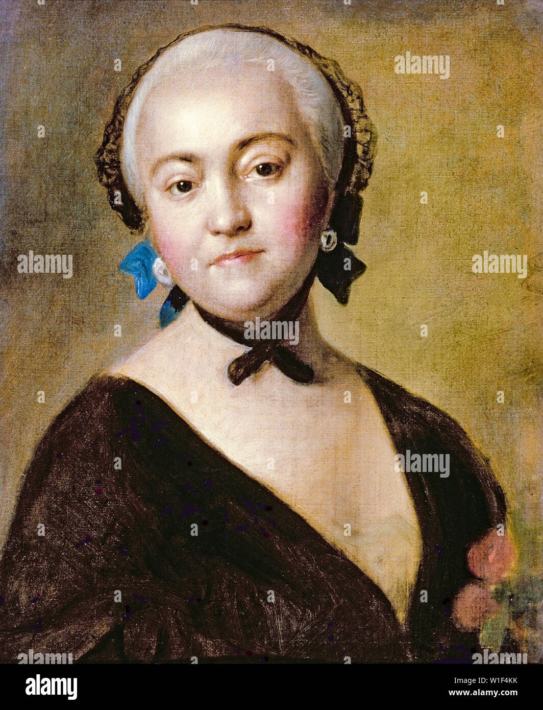 Pietro Rotari, l'Impératrice Elisabeth I de Russie, 1709-1762, dentelle noire mantilla, portrait peinture, 1756-1761 Banque D'Images