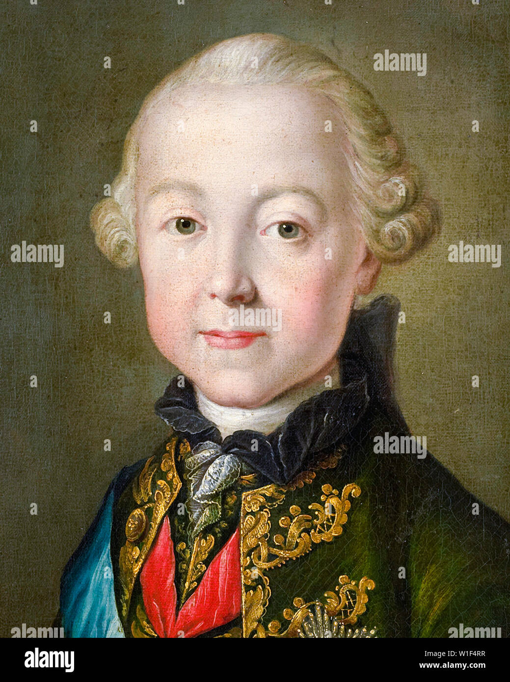 Grand-duc Paul Petrovich, (plus tard Paul Ier de Russie) comme enfant, 1754-1801, détail de peinture de portrait, vers 1765 Banque D'Images