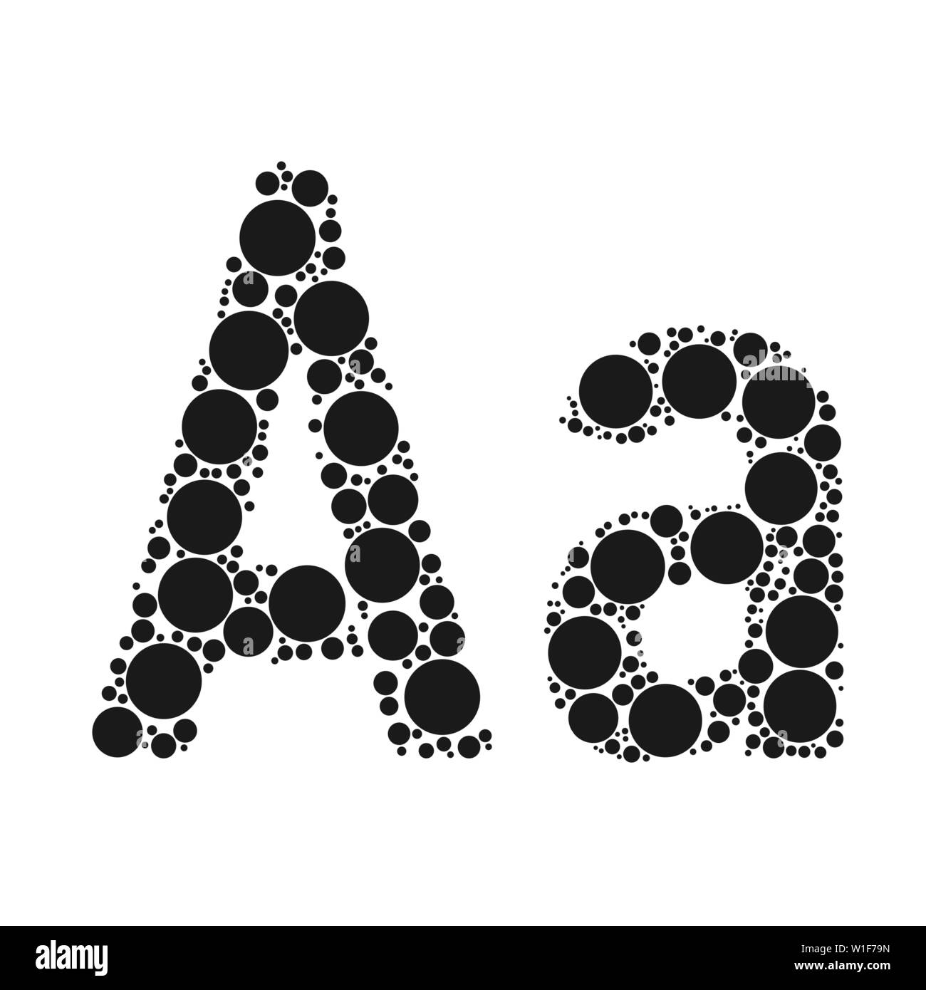 Une lettre de l'alphabet à partir de cercles noirs fixés par mozayka. Vector font l'illustration. Illustration de Vecteur