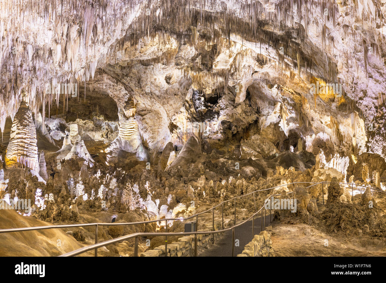 Carlsbad Cavern National Park, New Mexico, USA à l'intérieur de la Grande Salle. Banque D'Images