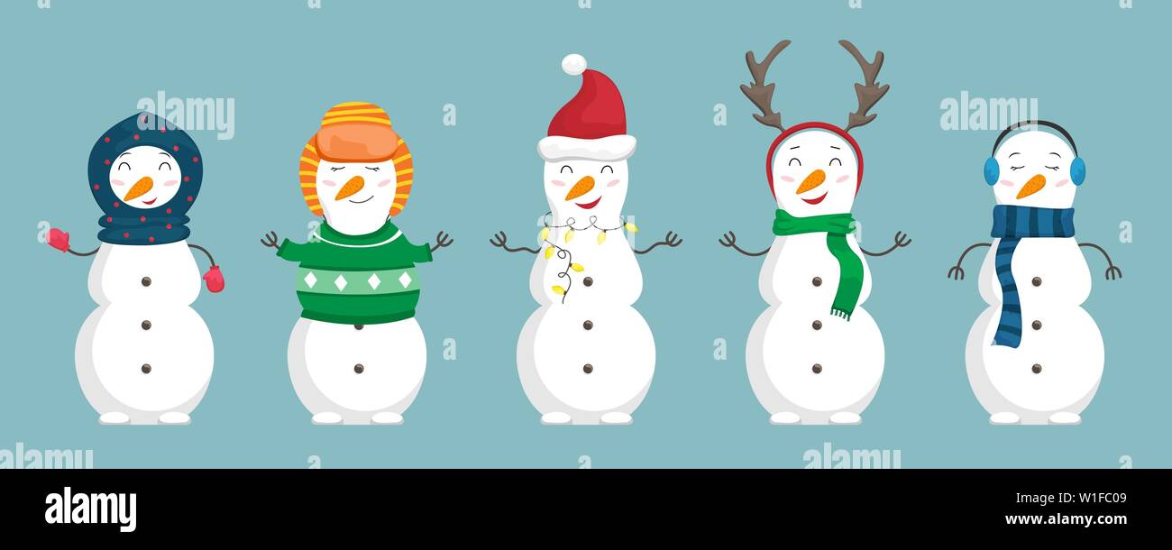 Set de bonhommes de Noël dans l'habillement. Télévision cartoon illustration Illustration de Vecteur