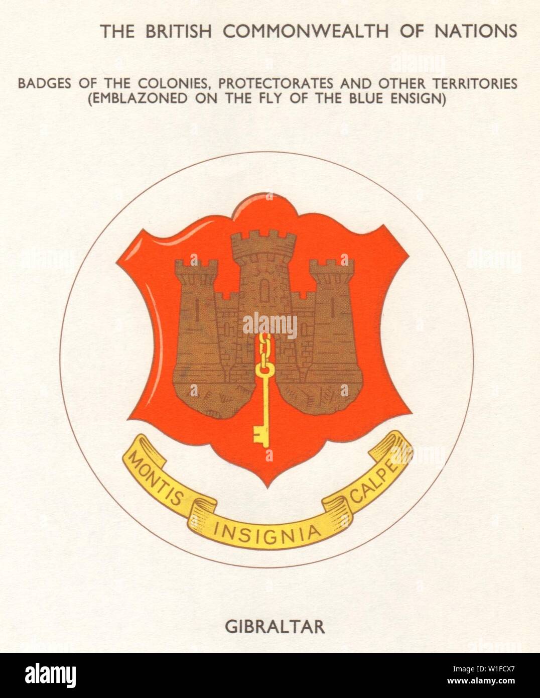Drapeaux de Gibraltar. Insignes des Colonies, protectorats et autres territoires 1965 Banque D'Images