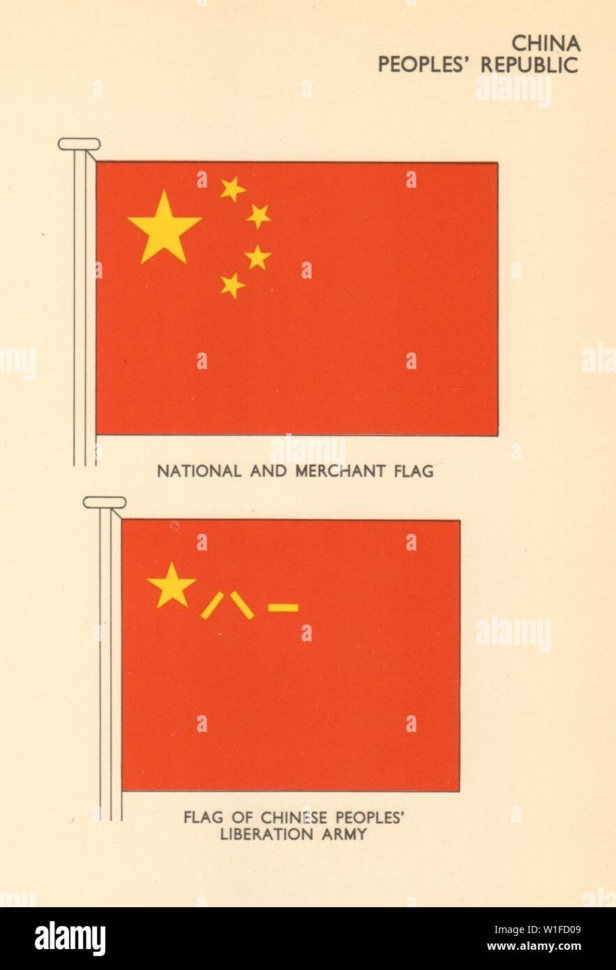 Chine République populaire de drapeaux. La marine marchande nationale, l'Armée populaire de libération, 1956 Banque D'Images