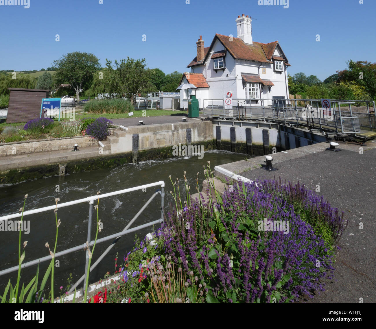 Goring, blocage sur la Tamise et Ridgeway, chemins Goring Gap, Goring-on-Thames, Oxfordshire, England, UK, FR. Banque D'Images