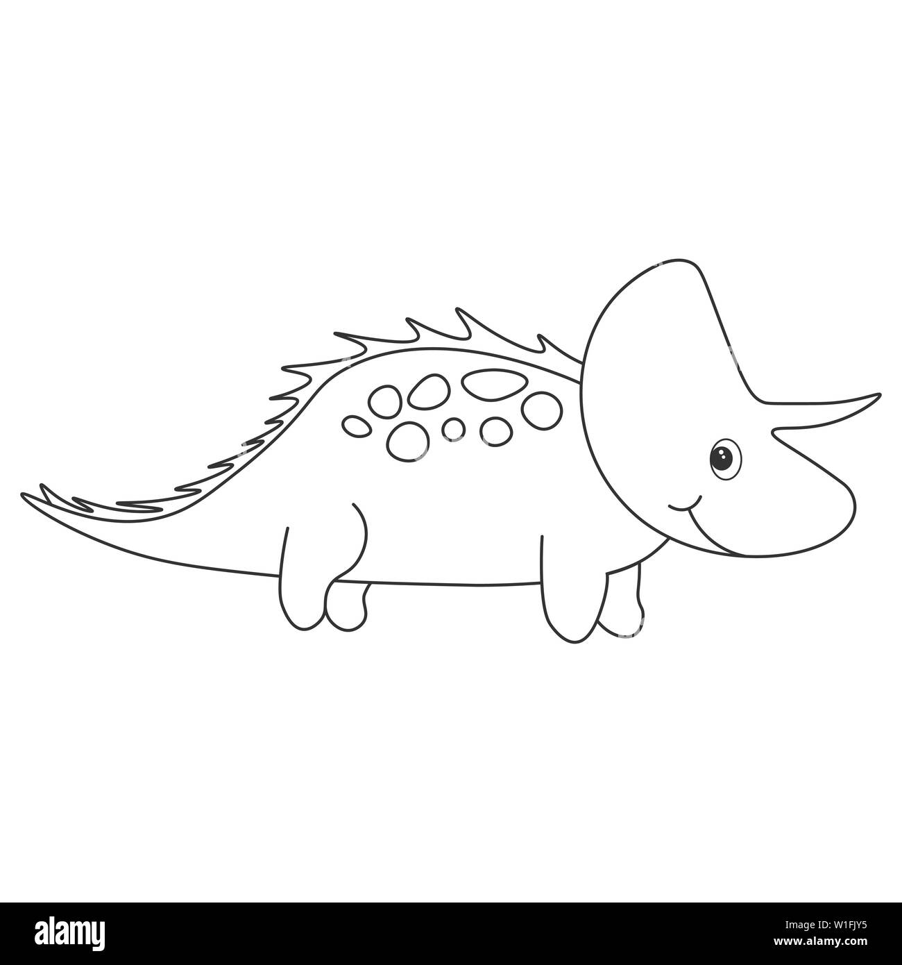Contour de dinosaurus tricératops, qui peut être utilisé comme colorant. Isolé sur fond blanc. illustration. Banque D'Images