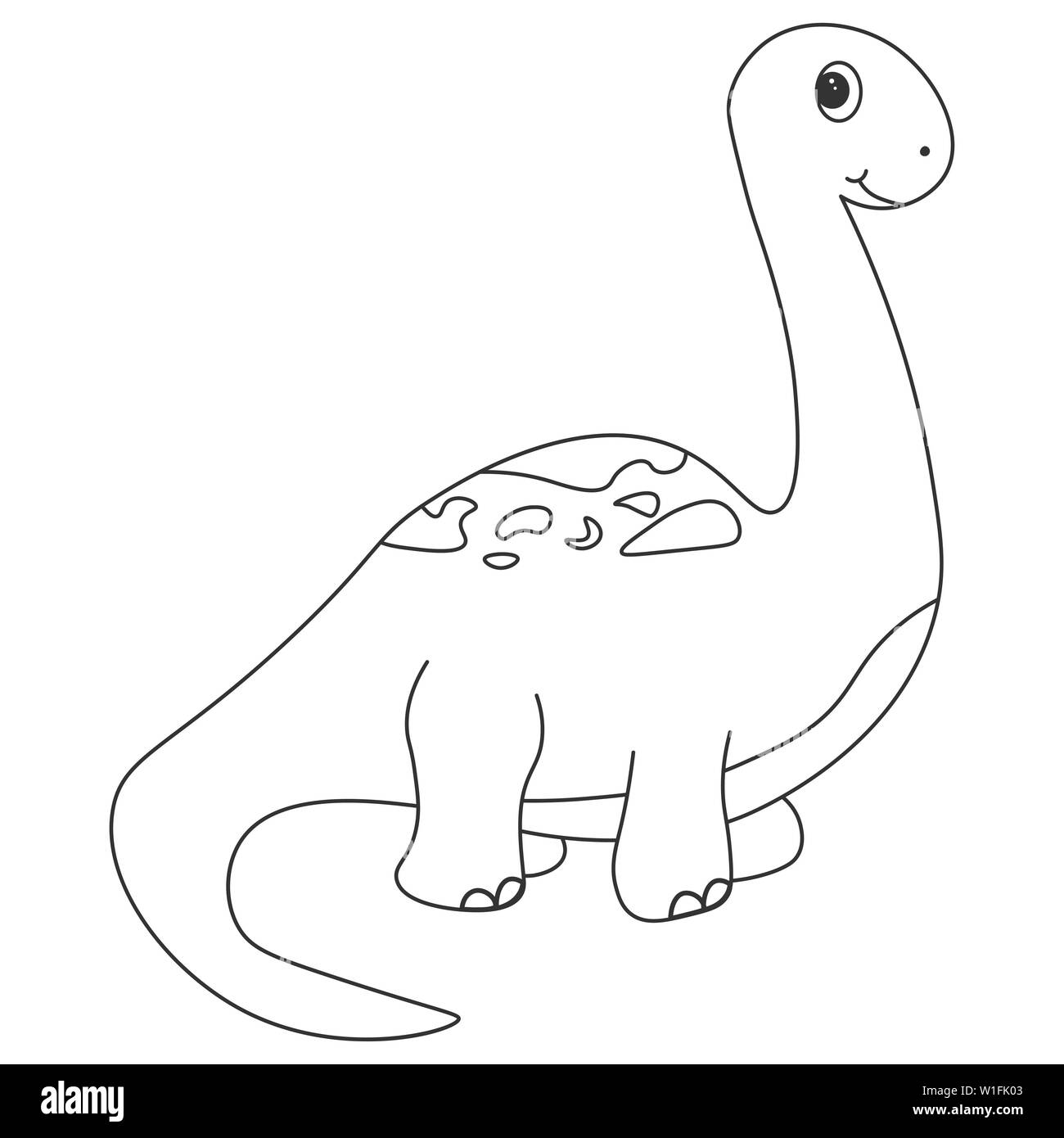 Contour de dinosaurus brachiosaure, qui peut être utilisé comme colorant. Isolé sur fond blanc. illustration. Banque D'Images