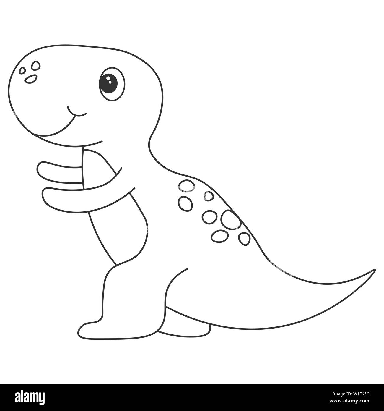 Contour de dinosaurus tyrannosaure, qui peut être utilisé comme colorant. Isolé sur fond blanc. illustration. Banque D'Images