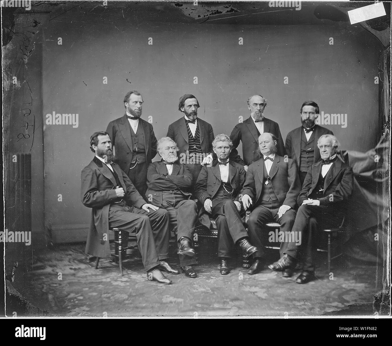 Comité Judiciaire : George S. Boutwell, Mass., l'honorable Charles A. Eldredge, Wisconsin (Etats-Unis), l'honorable John C. Churchill, N.Y., l'honorable William Lawrence, Ohio., l'honorable Samuel S. Marshall, dans l'Illinois, l'honorable Francis Thomas, MD), l'honorable Thomas Williams, Pa., l'honorable James F. Wilson, de l'Iowa., l'honorable Frederick E. Woodbridge. Banque D'Images