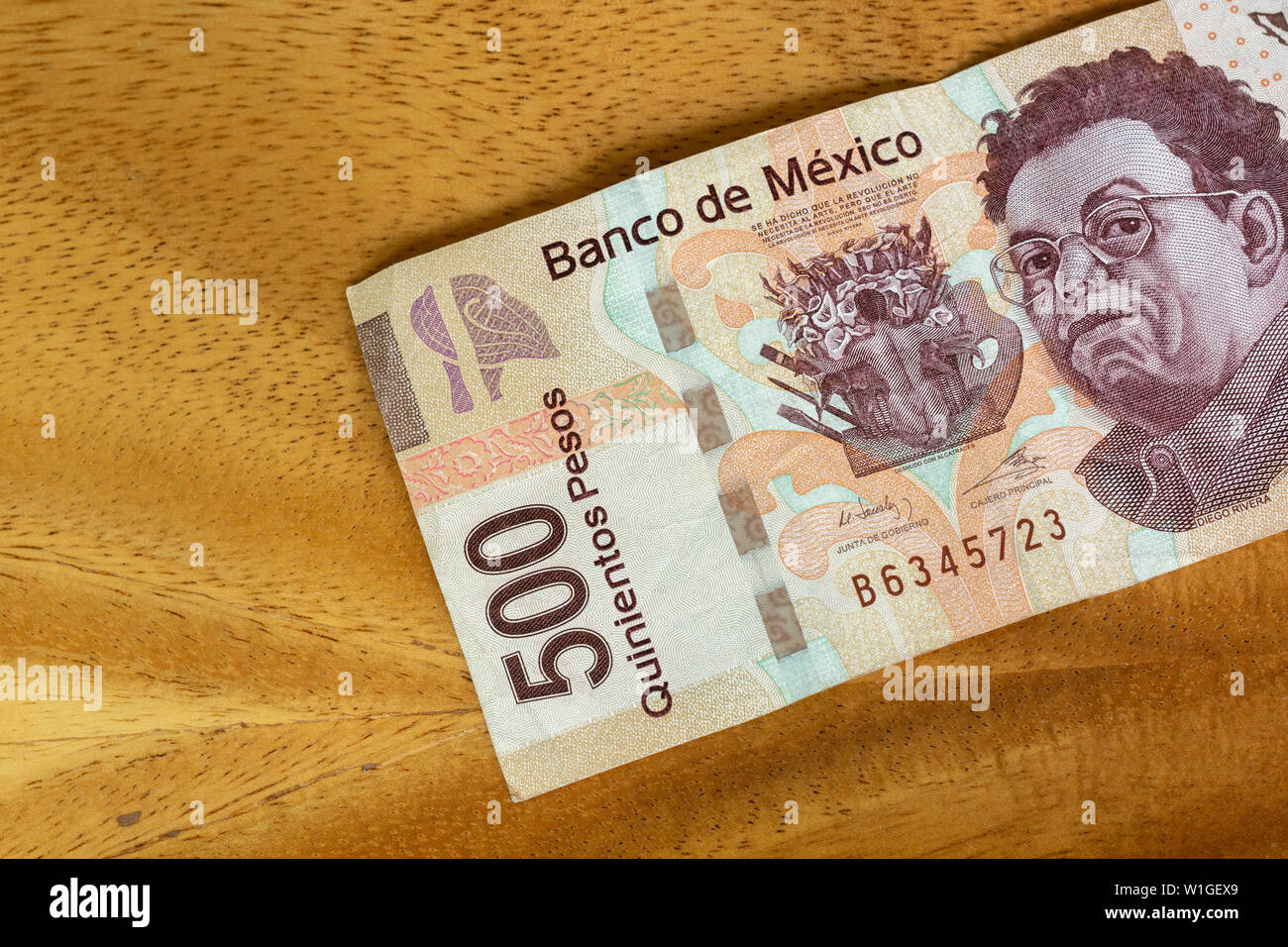 Cinq cents pesos mexicain Diego side Banque D'Images