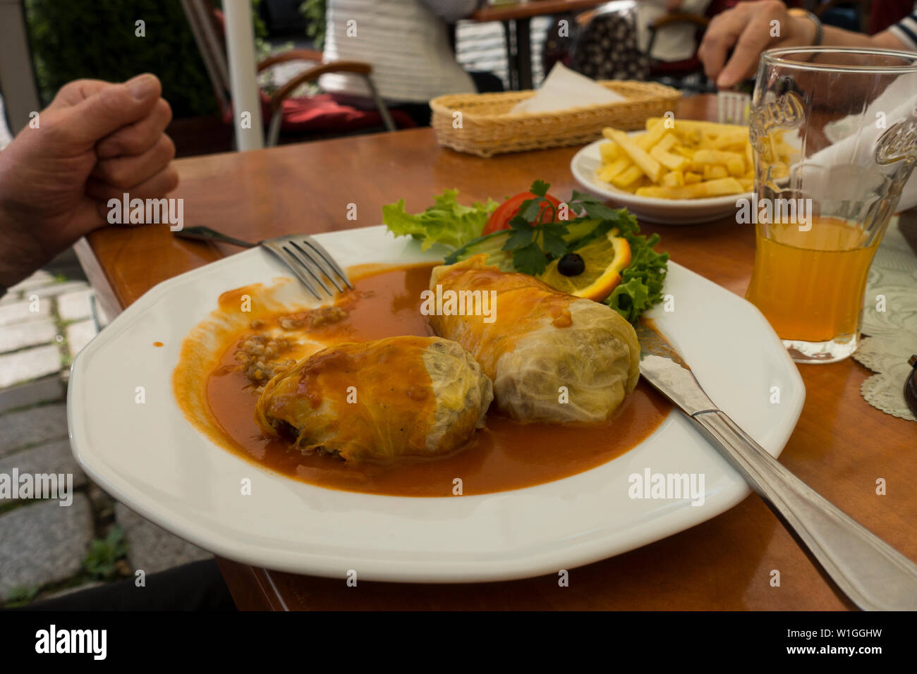 Plat traditionnel polonais d'Golambki, Cracovie, Pologne, Europe. Banque D'Images