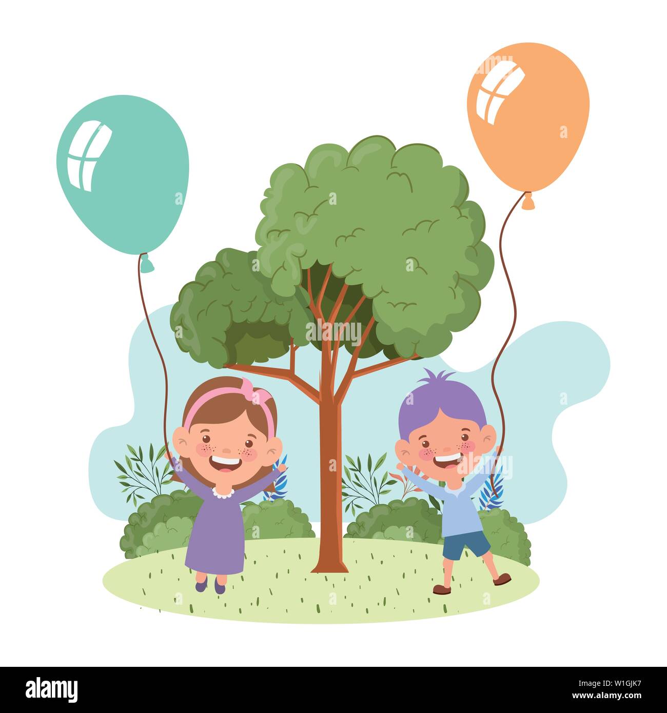 Bebe Couple Smiling Avec Helium Ballon En Main Image Vectorielle Stock Alamy