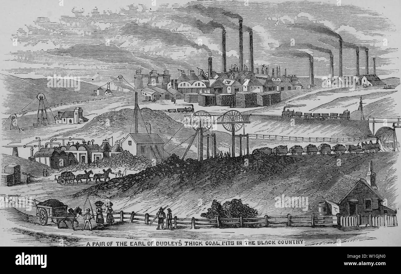 Les mines de charbon du pays noir administré par William Ward, 1er comte de Dudley, en Afrique du Staffordshire, vers 1860 Banque D'Images