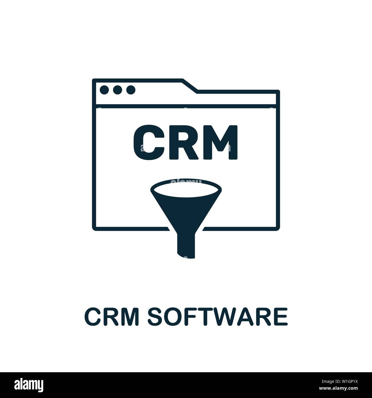 Symbole d'icône de vecteur du logiciel CRM. Signe créatif de la collection d'icônes crm. Icône de logiciel CRM à plat pour ordinateur et mobile Illustration de Vecteur