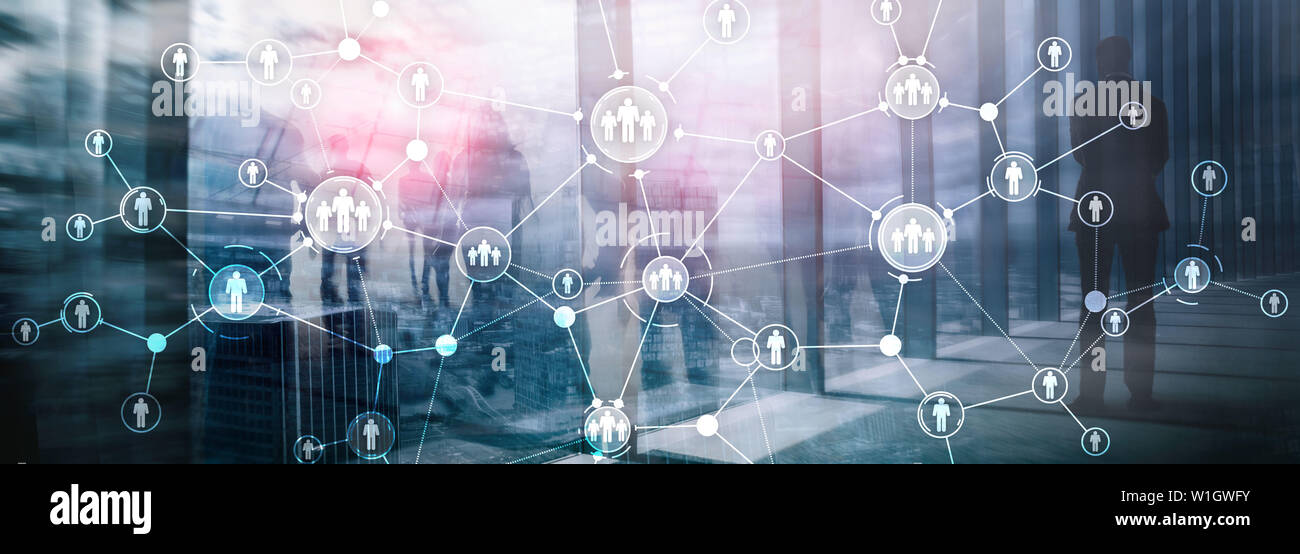 La gestion des ressources humaines RH autochtones concernant la structure de l'organisation mixte de l'écran virtuel double exposition Banque D'Images