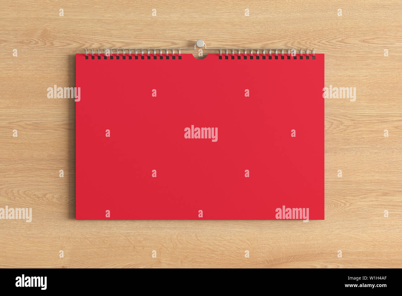 Horizontale rouge blanc sur la maquette du calendrier mural en bois. 3d illustration Banque D'Images