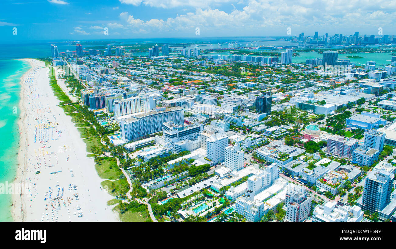 Vue aérienne de Miami Beach. La Floride. USA. Banque D'Images