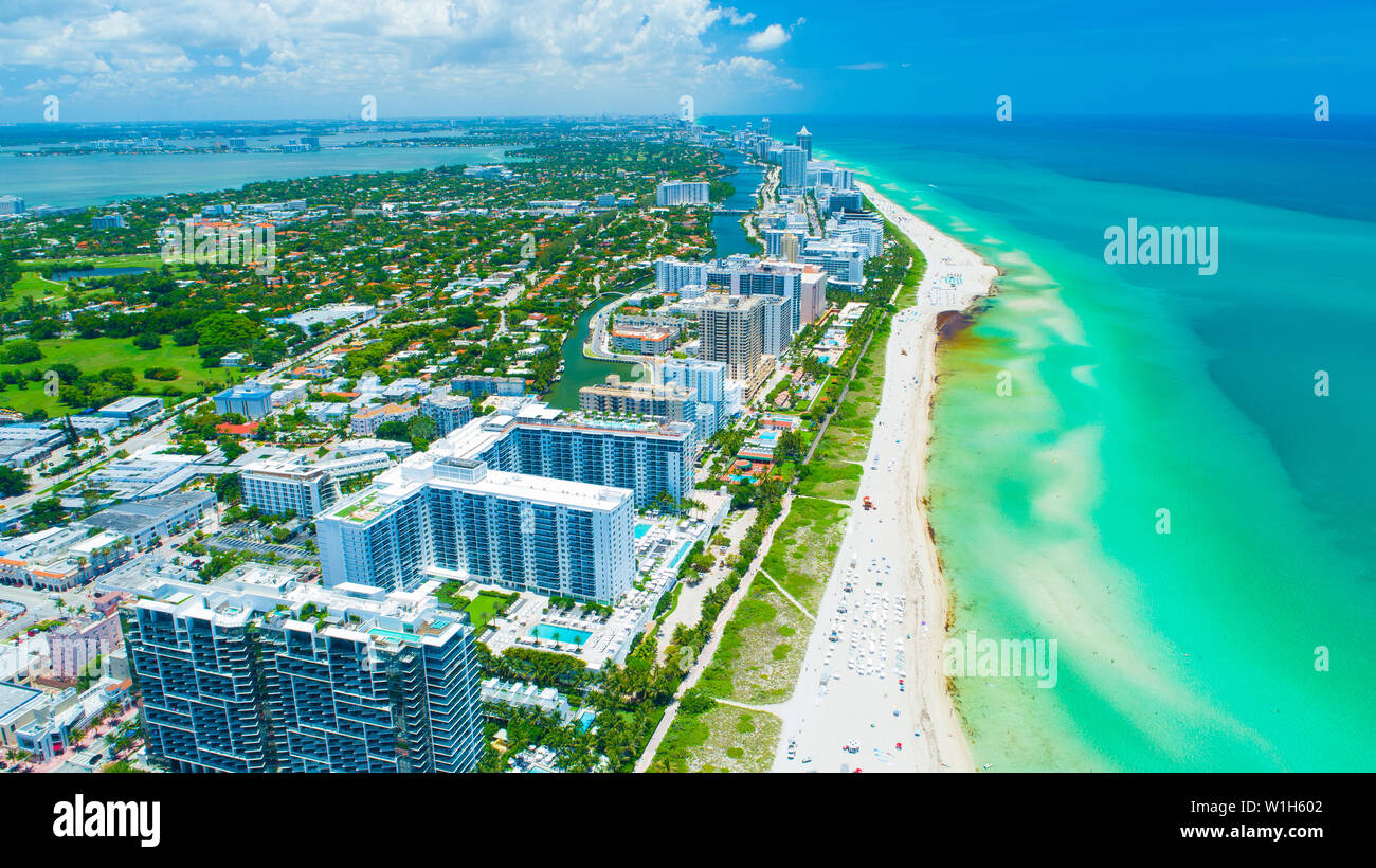 Vue aérienne de Miami Beach. La Floride. USA. Banque D'Images Vue aérienne de Miami Beach. La Floride. USA. Banque D'Images