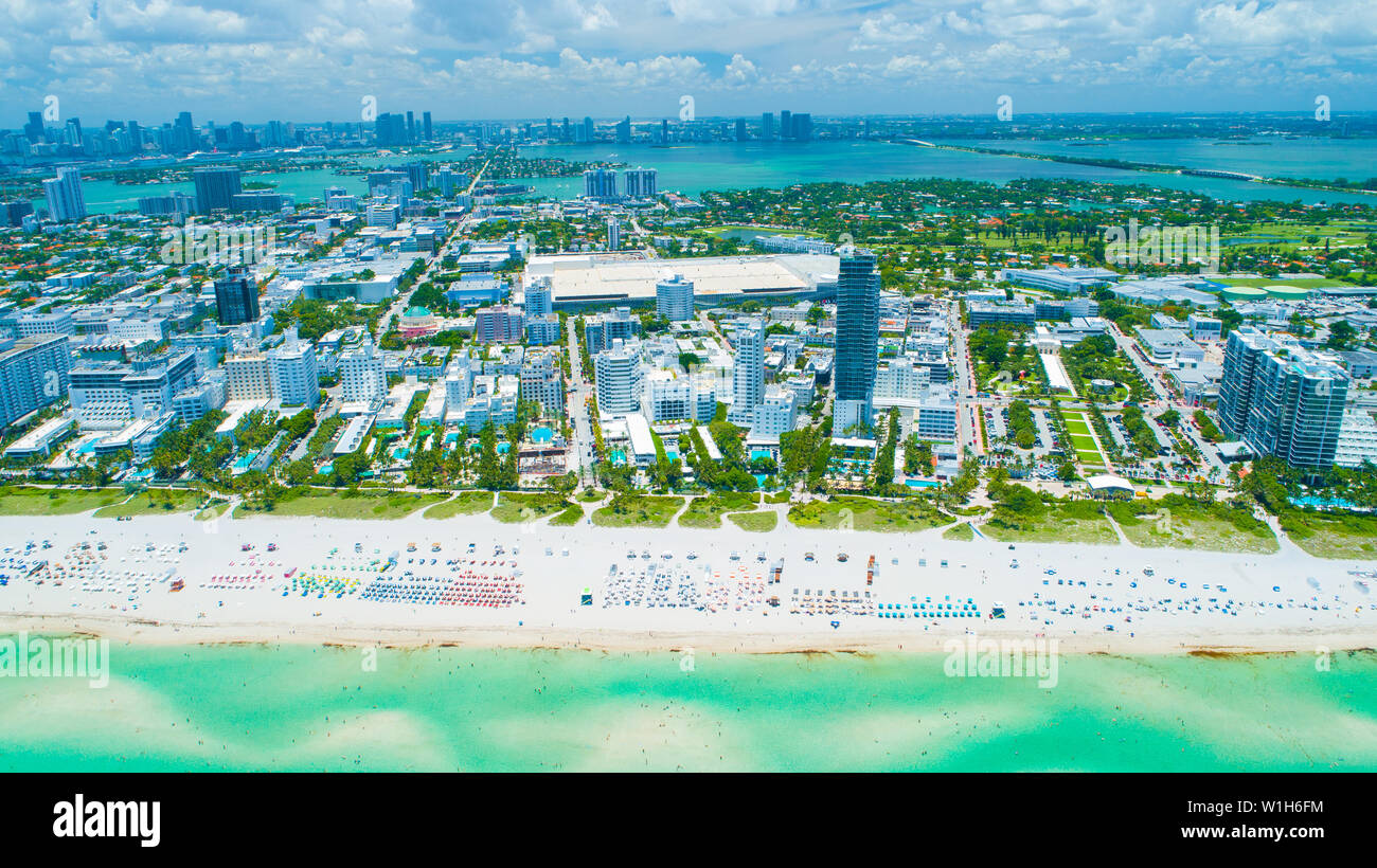 Vue aérienne de Miami Beach. La Floride. USA. Banque D'Images Vue aérienne de Miami Beach. La Floride. USA. Banque D'Images