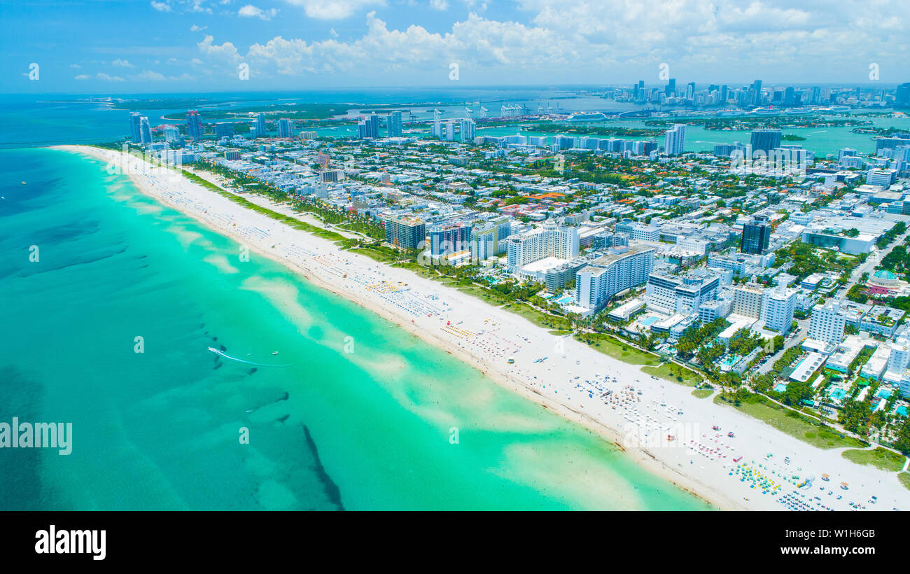 Vue aérienne de Miami Beach. La Floride. USA. Banque D'Images