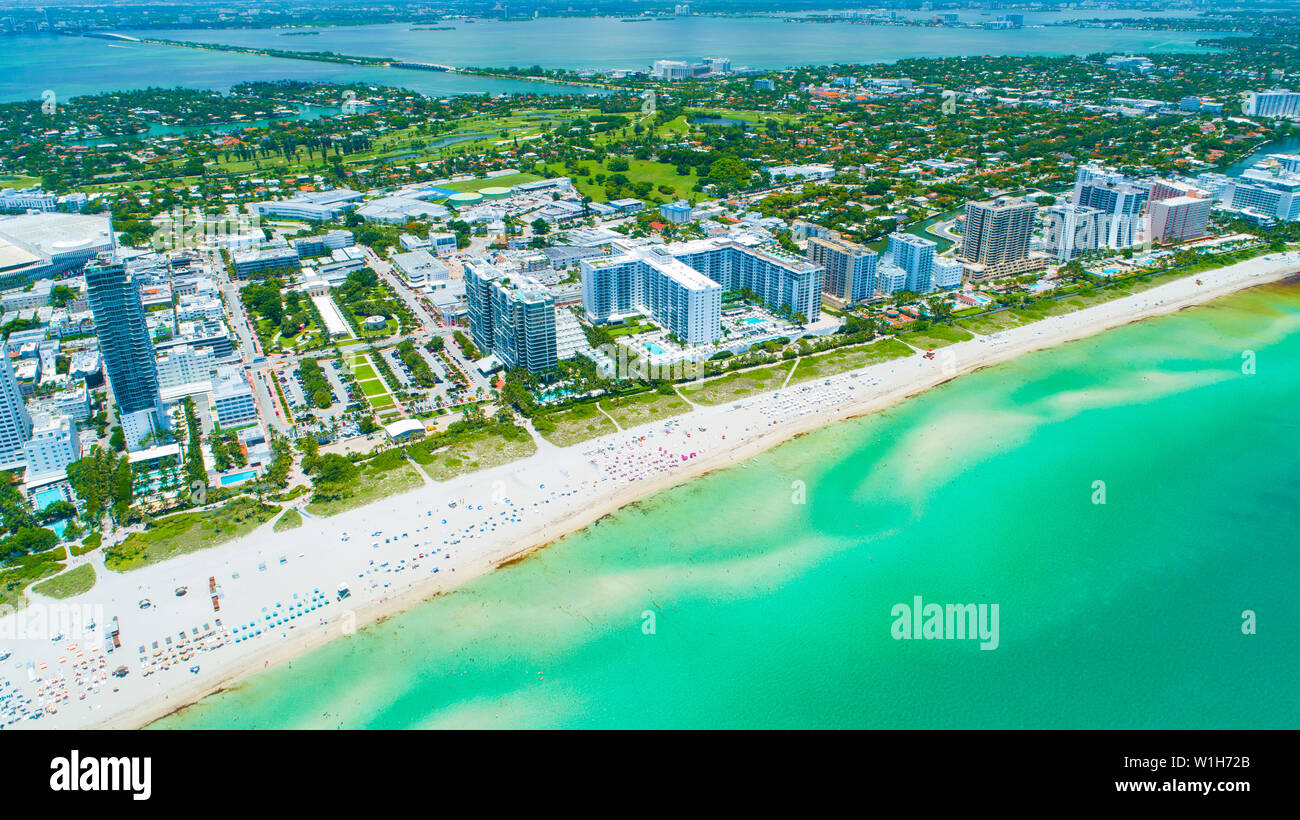 Vue aérienne de Miami Beach. La Floride. USA. Banque D'Images Vue aérienne de Miami Beach. La Floride. USA. Banque D'Images