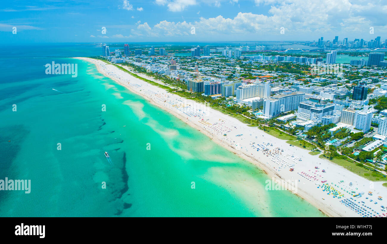 Vue aérienne de Miami Beach. La Floride. USA. Banque D'Images Vue aérienne de Miami Beach. La Floride. USA. Banque D'Images