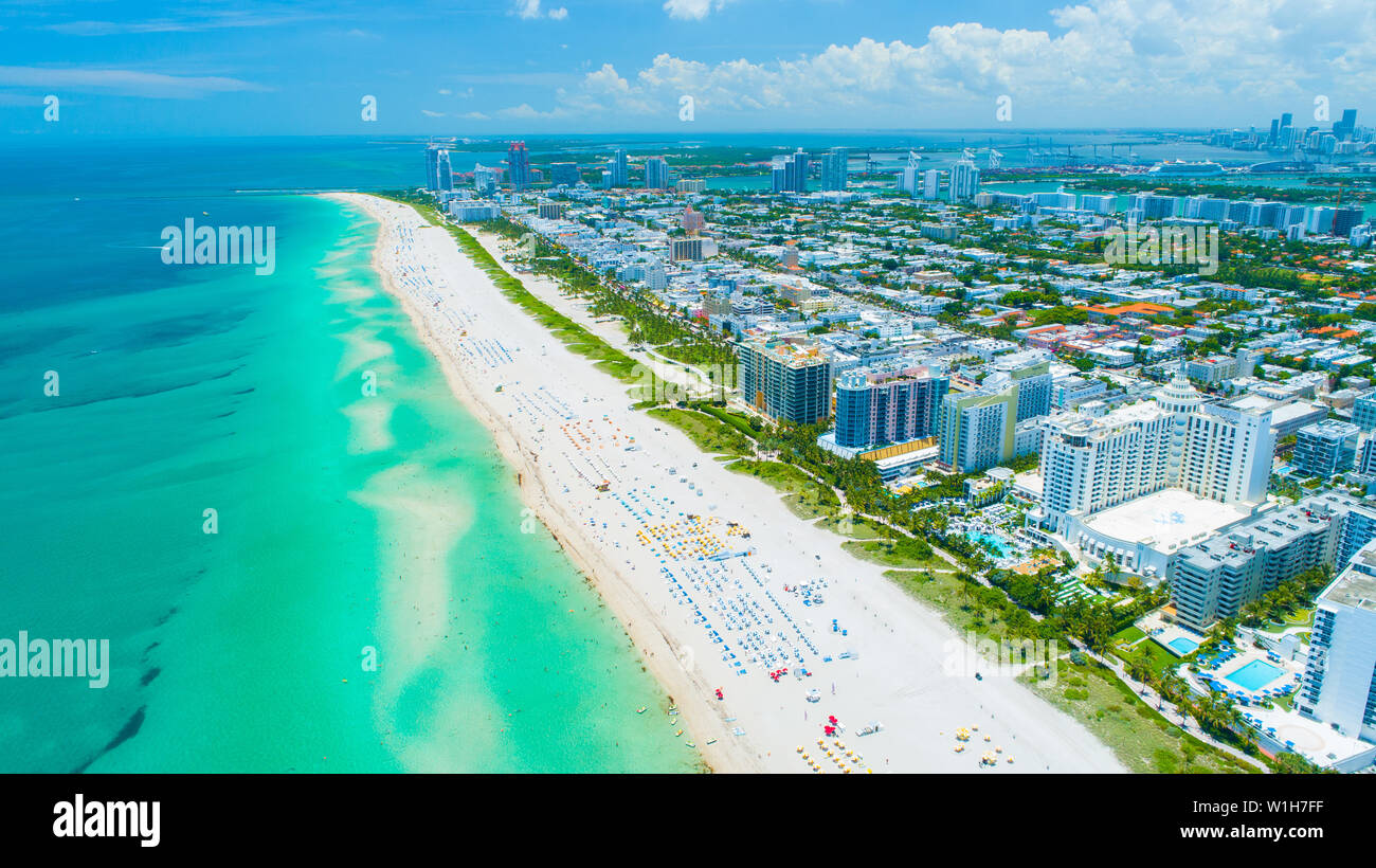 Vue aérienne de Miami Beach. La Floride. USA. Banque D'Images Vue aérienne de Miami Beach. La Floride. USA. Banque D'Images