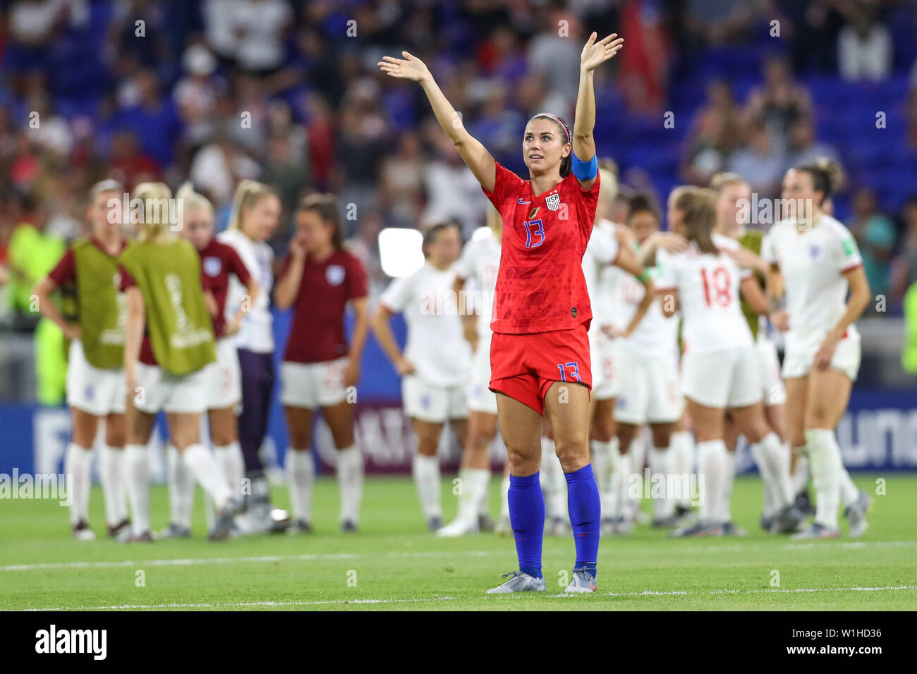 Lyon, France. 07 juillet, 2019. Alex Morgan des États-Unis au cours de match contre l'Angleterre jeu valable pour les demi-finales de la Coupe du Monde de football dans le Stade de Lyon en France le Mardi, 02. (PHOTO : VANESSA CARVALHO/BRÉSIL PHOTO PRESSE) Credit : Brésil Photo Presse/Alamy Live News Banque D'Images