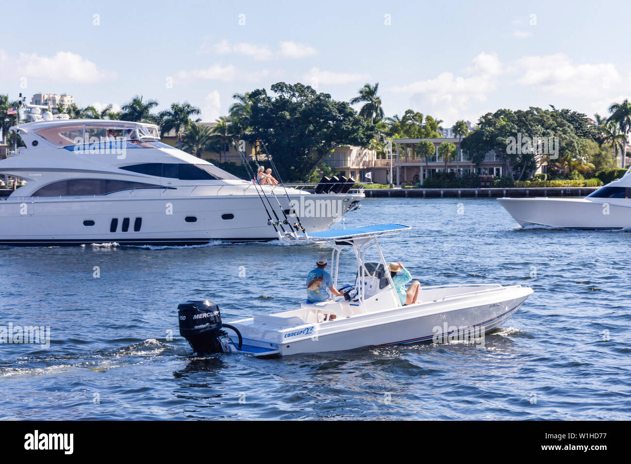 Fort ft.Lauderdale Florida,Hilton fort Lauderdale Marina,hôtel hôtels motels inn motel,vue,Intracoastal Waterfront Stranahan River,trafic de bateau,l Banque D'Images