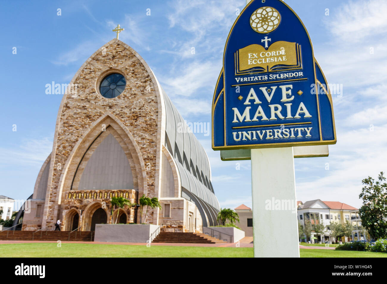 Naples Florida,Ave Maria,communauté planifiée,ville universitaire,université catholique romaine,chrétienne,religion,Tom Monaghan,fondateur,église,oratoire,Frank Lloyd W Banque D'Images