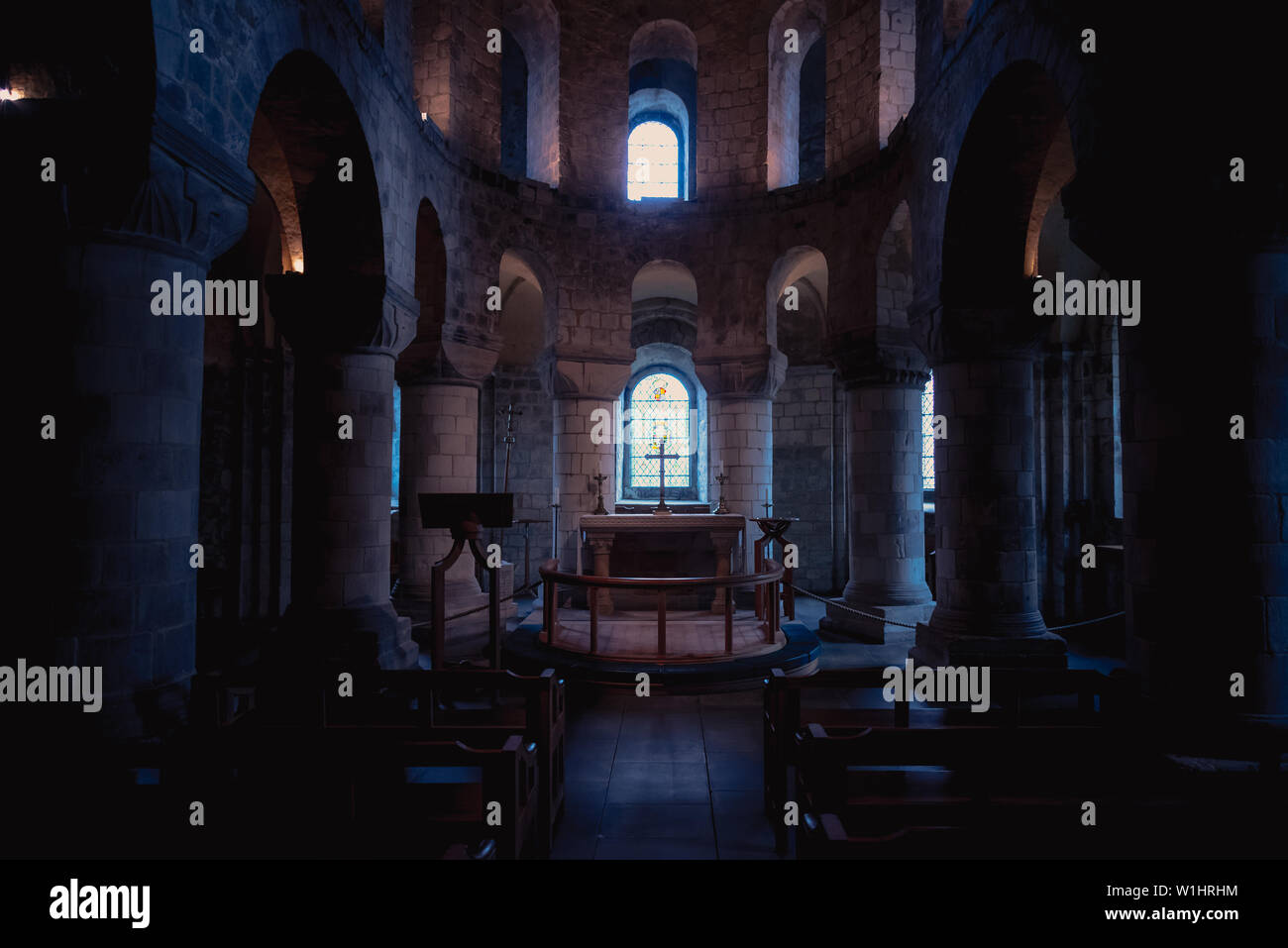 Londres, Angleterre, Décembre 10th, 2018 : Chapelle de St Jean l'Évangéliste à l'intérieur du bâtiment de La Tour Blanche à la Tour de Londres, le palais royal et le château Banque D'Images