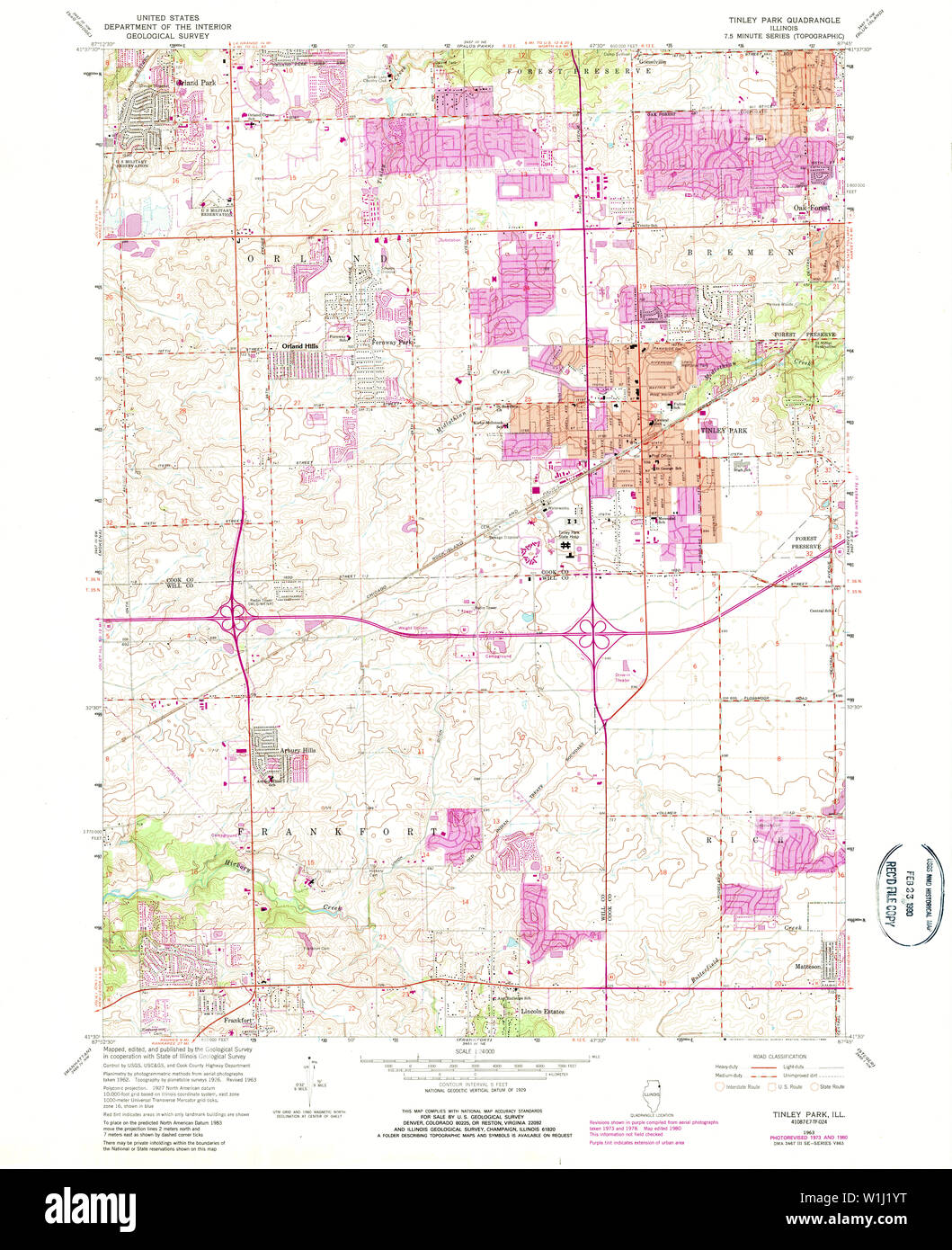 Carte TOPO USGS Alaska IL Tinley Park 3088871963 24000 Restauration Banque D'Images