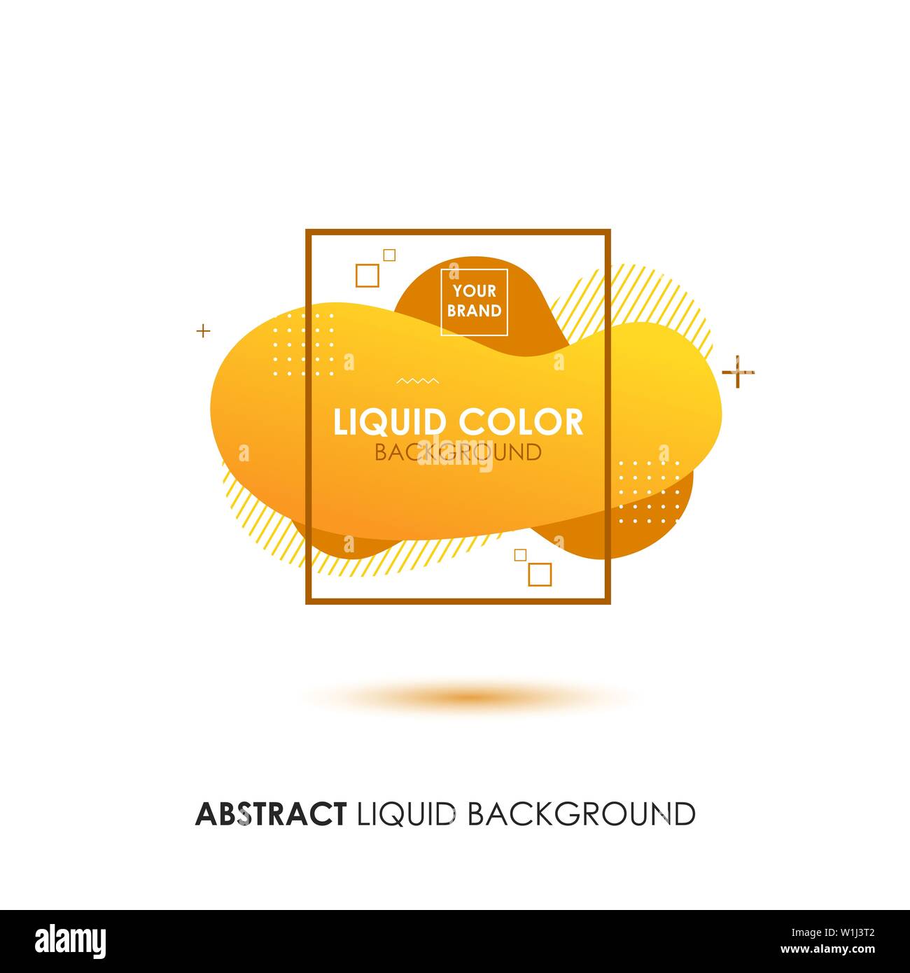 Couleur jaune liquide abstrait bannière avec châssis et mise en ligne de la marque Logo Illustration de Vecteur