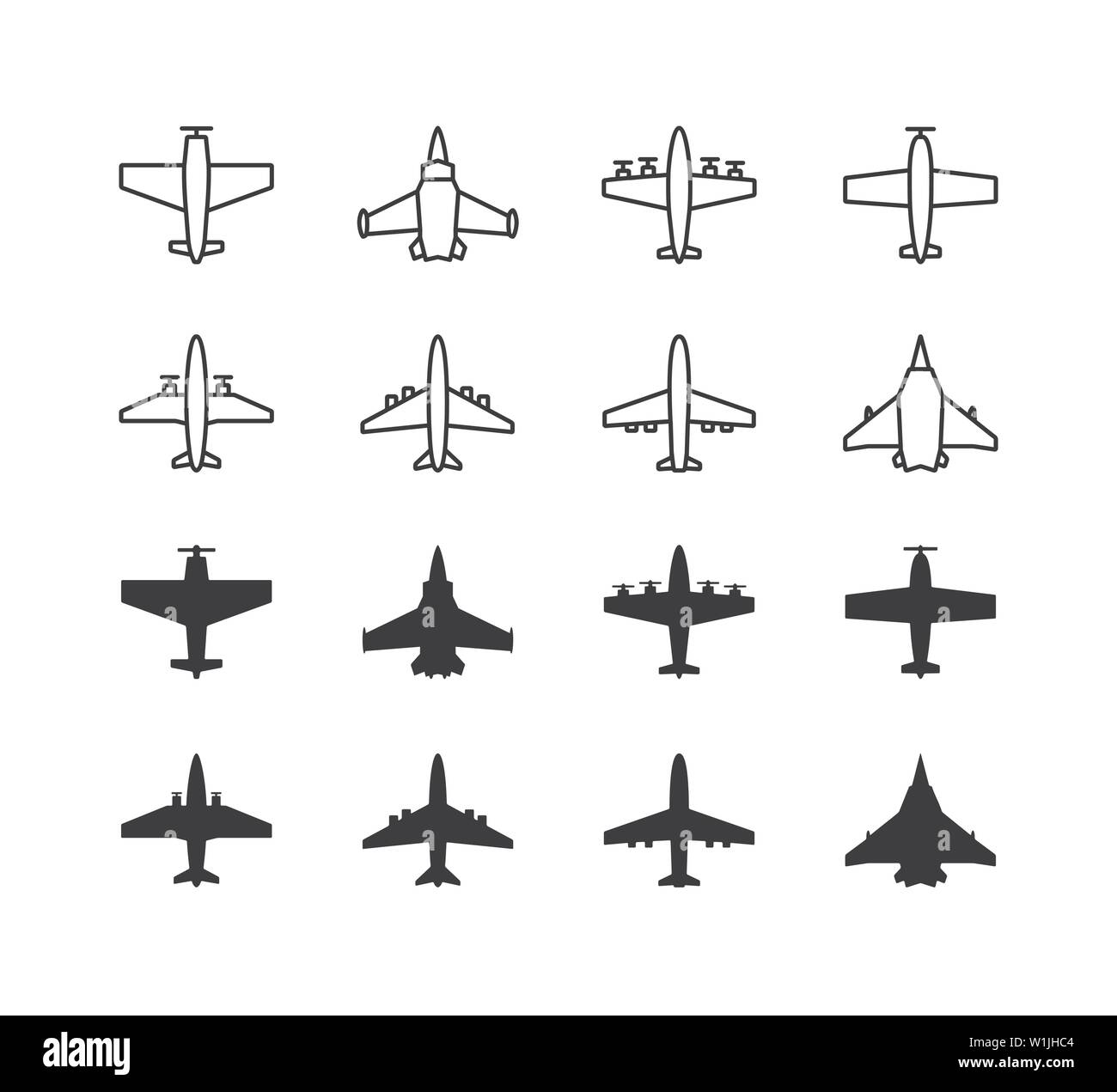 Série des symboles de l'avion. Avion, avion d'icônes ou de signes concept. Illustration de Vecteur
