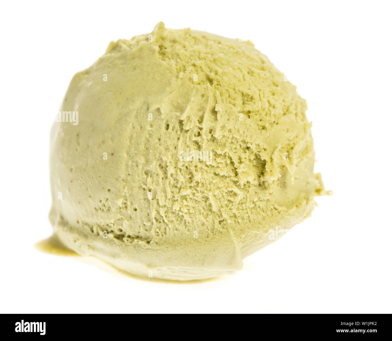 Seul Glace Pistache écope isolé sur fond blanc Banque D'Images